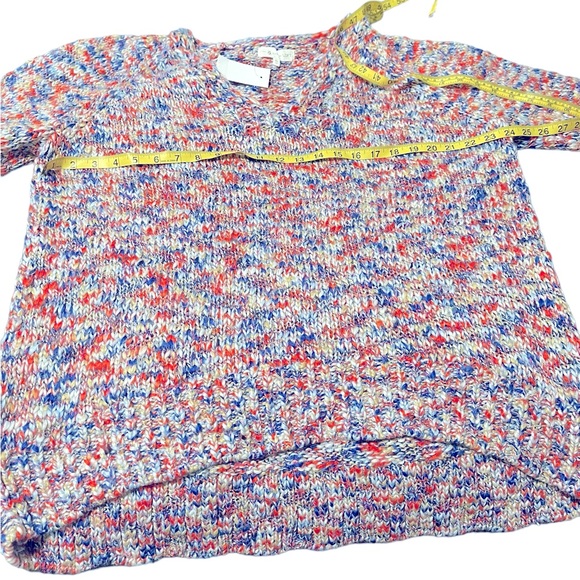 Lou & Grey Blue Space Dye Marled V-Neck Sweater - Picture 7 of 8